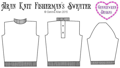 Genniewren Knitting Aran Knit Fisherman's Sweater and Hat Knitting Pattern larougetdelisle