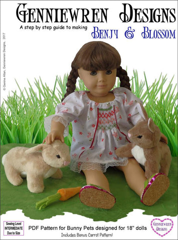 Genniewren 18 Inch Modern Benjy & Blossom Bunny Pets 18" Doll Pet Pattern larougetdelisle