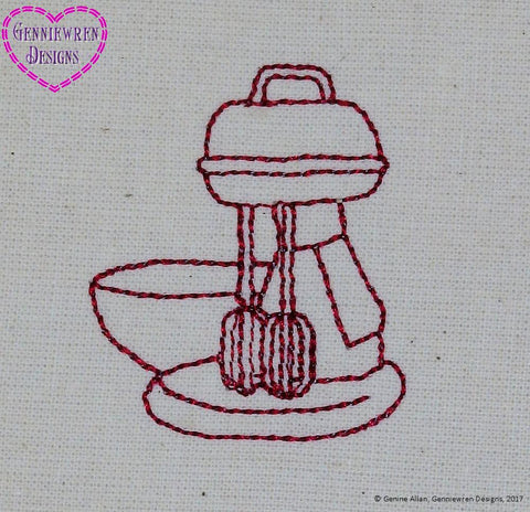 Genniewren Machine Embroidery Design FREE Redwork Mixer Machine Embroidery Design larougetdelisle