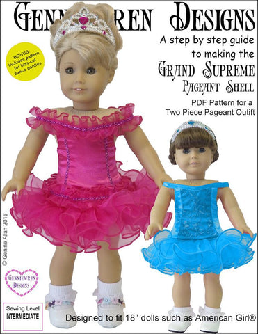 Genniewren 18 Inch Modern Grand Supreme Pageant Shell 18" Doll Clothes Pattern larougetdelisle