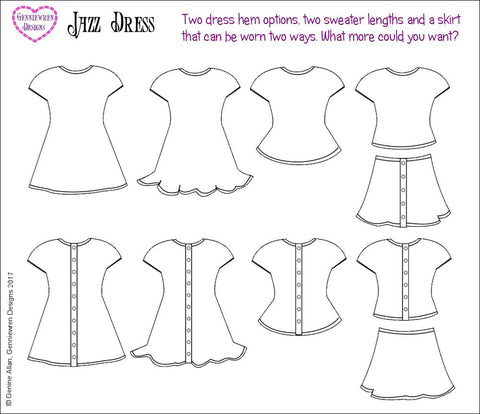 Genniewren Knitting Jazz Dress 18" Doll Knitting Pattern larougetdelisle