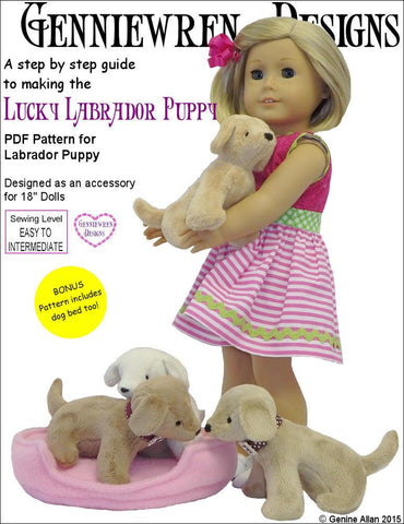 Genniewren 18 Inch Modern Lucky Labrador Puppy 18" Doll Pet Pattern larougetdelisle