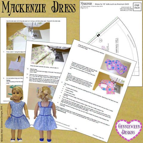 Genniewren 18 Inch Modern Mackenzie Dress 18" Doll Clothes Pattern larougetdelisle