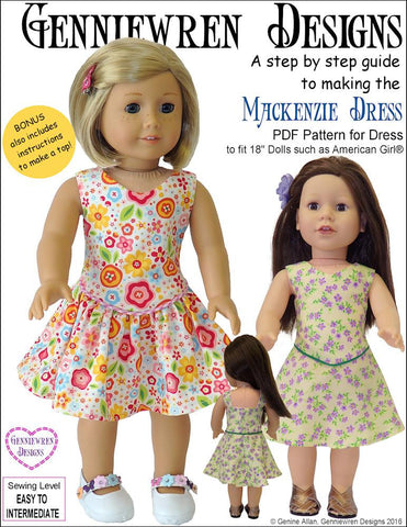 Genniewren 18 Inch Modern Mackenzie Dress 18" Doll Clothes Pattern larougetdelisle