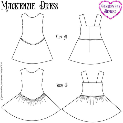 Genniewren 18 Inch Modern Mackenzie Dress 18" Doll Clothes Pattern larougetdelisle