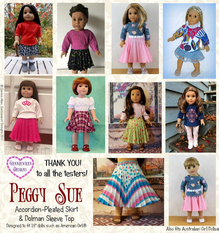 Genniewren 18 Inch Historical Peggy Sue  Accordion Pleated Skirt  18" Doll Clothes Pattern larougetdelisle