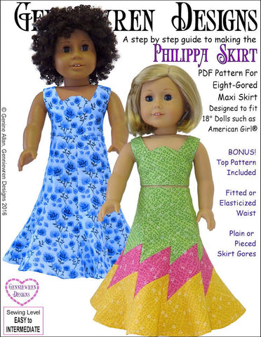 Genniewren 18 Inch Modern Philippa Skirt 18" Doll Clothes Pattern larougetdelisle