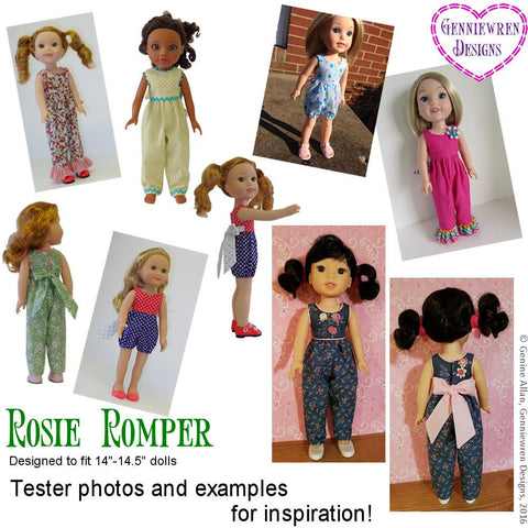 Genniewren WellieWishers Rosie Romper 14-14.5" Doll Clothes Pattern larougetdelisle