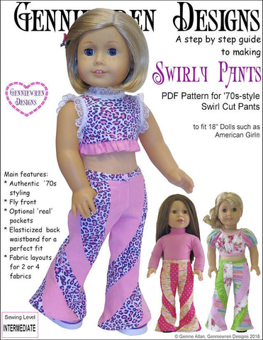 Genniewren 18 Inch Historical Swirly Pants 18" Doll Clothes Pattern larougetdelisle