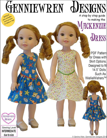 Genniewren WellieWishers Mackenzie Dress 14.5" Doll Clothes Pattern larougetdelisle