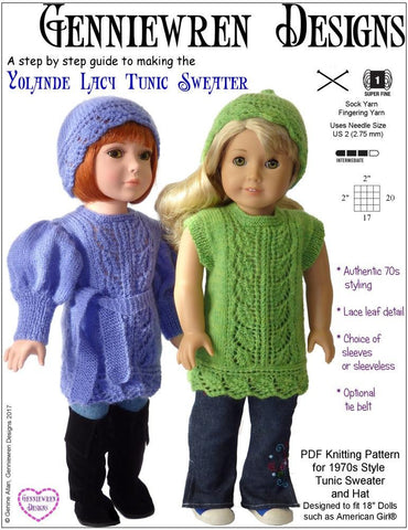 Genniewren Knitting Yolande Lacy Tunic & Hat Knitting Pattern larougetdelisle