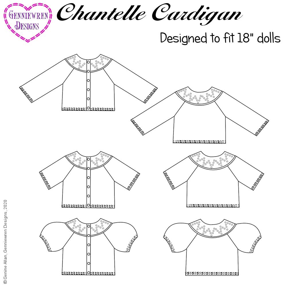 Genniewren Designs Chantelle Cardigan Doll Clothes Knitting Pattern 18 ...
