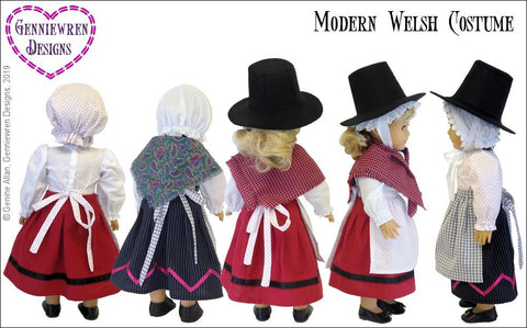 Genniewren 18 Inch Historical Modern Welsh Costume 18" Doll Clothes Pattern larougetdelisle