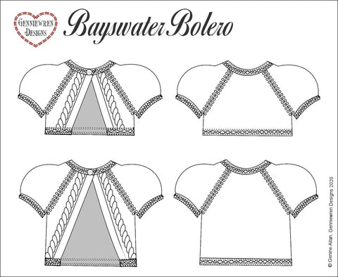 Genniewren A Girl For All Time Bayswater Bolero Knitting Pattern for Slim 16"-17" dolls larougetdelisle