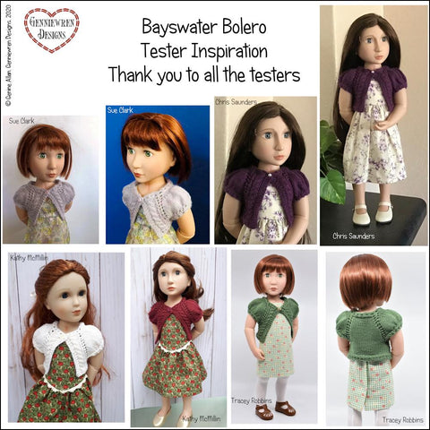 Genniewren A Girl For All Time Bayswater Bolero Knitting Pattern for Slim 16"-17" dolls larougetdelisle