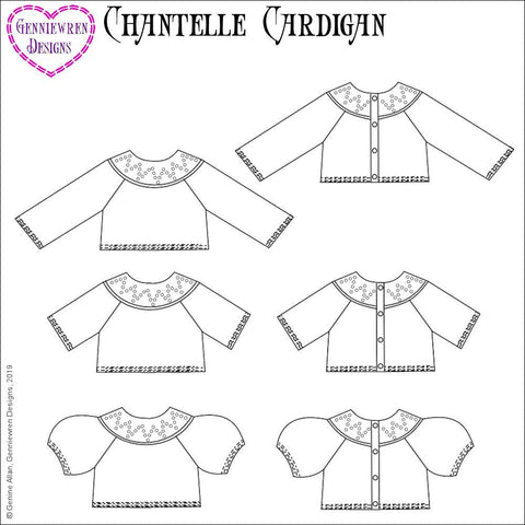 Genniewren Designs Chantelle Cardigan Doll Clothes Knitting Pattern for ...