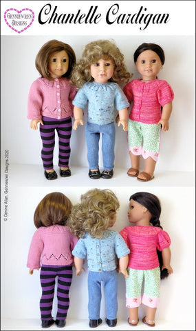 Genniewren Knitting Chantelle Cardigan for 18 inch dolls larougetdelisle
