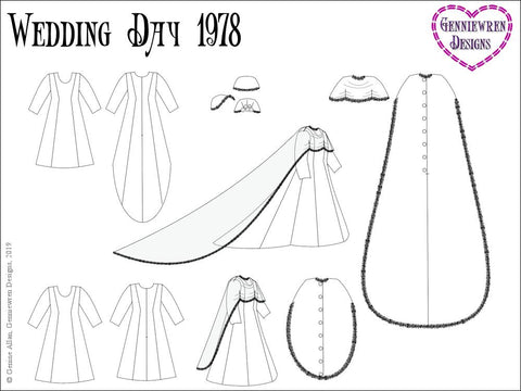 Genniewren 18 Inch Historical Wedding Day 1978 18" Doll Clothes Pattern larougetdelisle