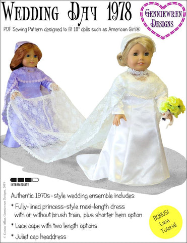 Genniewren 18 Inch Historical Wedding Day 1978 18" Doll Clothes Pattern larougetdelisle