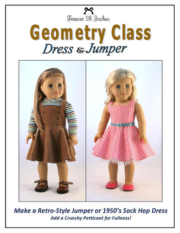 Forever 18 Inches 18 Inch Historical Geometry Class Dress & Jumper 18" Doll Clothes Pattern larougetdelisle