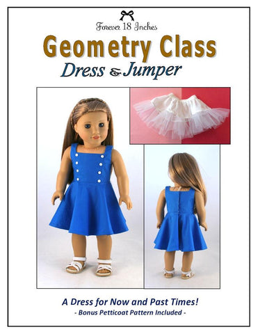 Forever 18 Inches 18 Inch Historical Geometry Class Dress & Jumper 18" Doll Clothes Pattern larougetdelisle