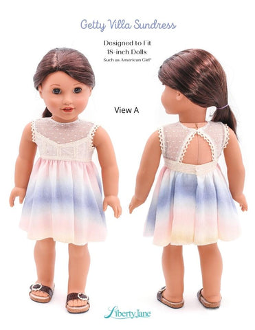 Liberty Jane 18 Inch Modern Getty Villa Sundress 18" Doll Clothes Pattern larougetdelisle