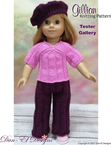 Dan-El Designs Knitting Gillian Knitted Outfit 18 inch Doll Knitting Pattern larougetdelisle