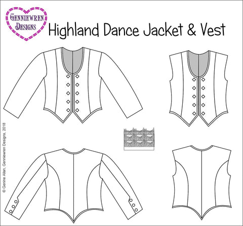 Highland Dance Jacket, Vest & Dickey Doll Clothes Pattern 18 inch ...