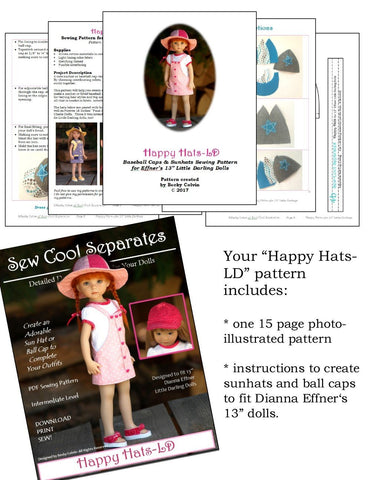 Sew Cool Separates Little Darling Happy Hats Pattern for Little Darling Dolls larougetdelisle