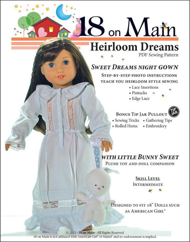 18 On Main 18 Inch Modern Heirloom Dreams 18" Doll Clothes Pattern larougetdelisle