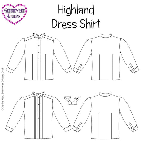 Genniewren Designs Highland Dress Shirt Doll Clothes Pattern 18 inch ...