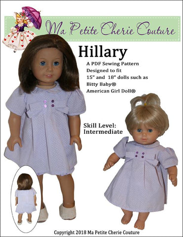 Mon Petite Cherie Couture 18 Inch Modern HIllary Dress 15" and 18" Doll Clothes Pattern larougetdelisle