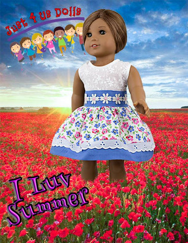 Just 4 Us Dolls 18 Inch Modern I Luv Summer 18" Doll Clothes Pattern larougetdelisle