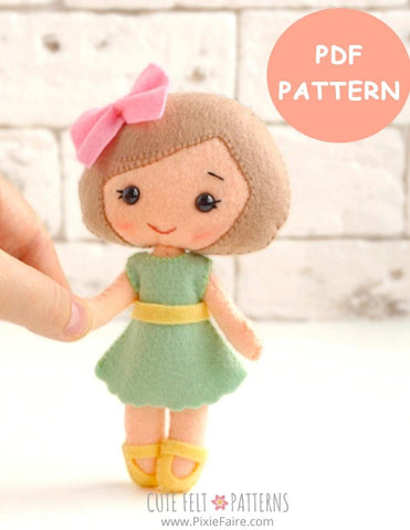 Cute Felt Patterns Hand Sewing Ida 6" Felt Doll Hand Sewing Pattern larougetdelisle