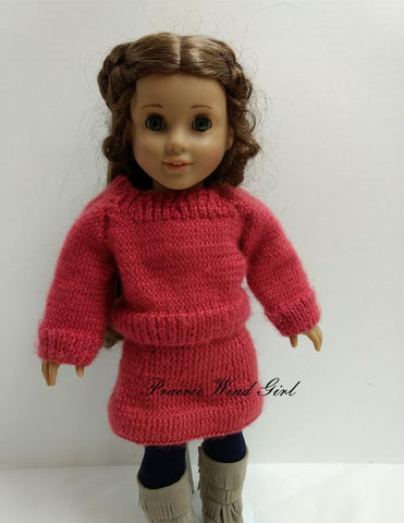 Prairie Wind Girl Knitting Eabha Knit Sweater 18" Doll Knitting Pattern larougetdelisle