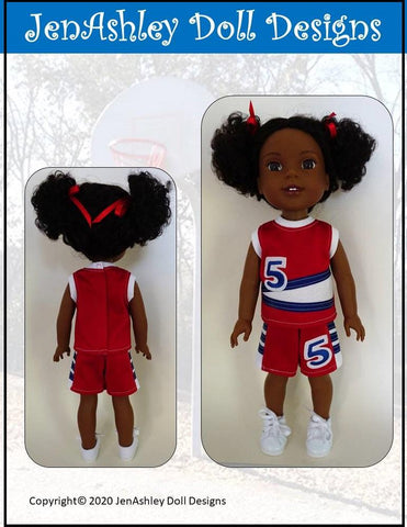 Jen Ashley Doll Designs WellieWishers Shootin' Hoops Basketball Uniform 14-14.5" Doll Clothes Pattern larougetdelisle