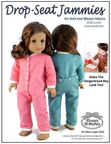 Forever 18 Inches 18 Inch Modern Drop-Seat Jammies 18" Doll Clothes larougetdelisle