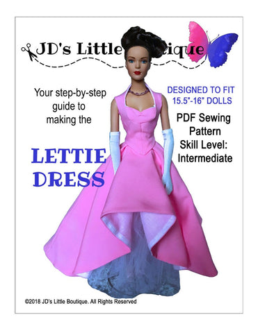 JD's Little Boutique Tyler Wentworth Lettie Dress 15.5" - 16" Fashion Doll Clothes Pattern larougetdelisle