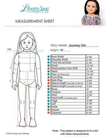 Liberty Jane Journey Girl T-Shirt Variations Pattern for Journey Girls Dolls larougetdelisle