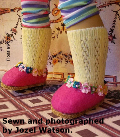 Flossie Potter Shoes Wool Felt Clogs 18" Doll Clothes Pattern larougetdelisle