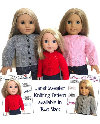 Dan-El Designs Janet Sweater Doll Clothes Knitting Pattern 14.5 Inch Dolls