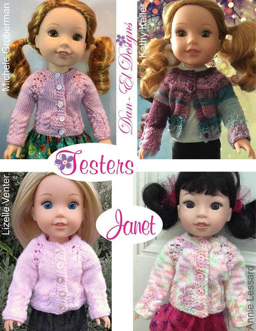 Dan-El Designs WellieWishers Janet Cardigan Sweater 14.5" Doll Knitting Pattern larougetdelisle