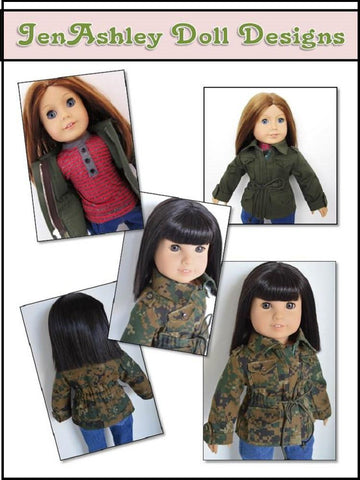 Jen Ashley Doll Designs 18 Inch Modern Jen's Military Jacket 18" Doll Clothes Pattern larougetdelisle
