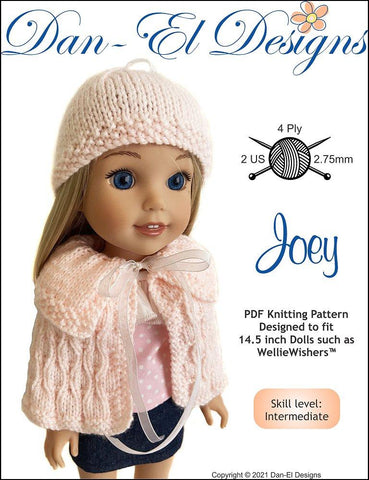 Dan-El Designs WellieWishers Joey 14.5" Doll Clothes Knitting Pattern larougetdelisle