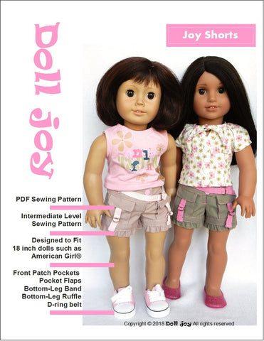 Doll Joy 18 Inch Modern Joy Shorts 18" Doll Clothes Pattern larougetdelisle