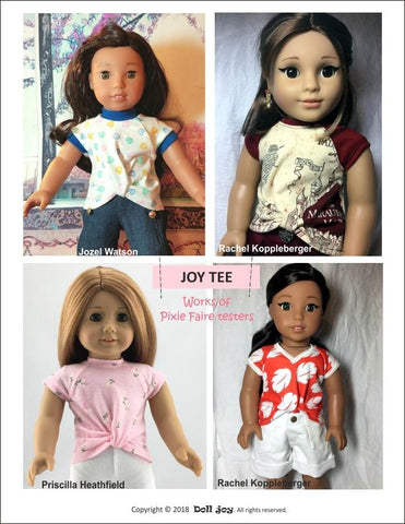 Doll Joy 18 Inch Modern Joy Tee 18" Doll Clothes Pattern larougetdelisle