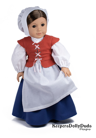 Keepers Dolly Duds Designs 18 Inch Historical Pretty Pilgrim 18" Doll Clothes Pattern larougetdelisle