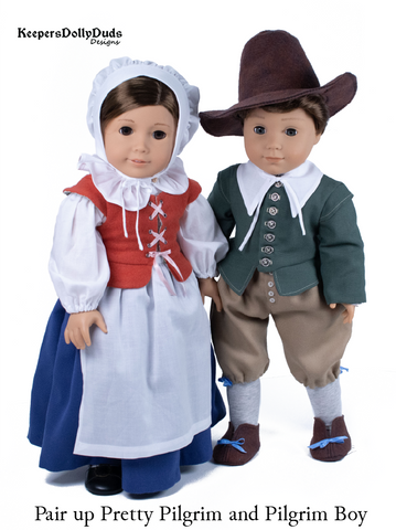 Keepers Dolly Duds Designs 18 Inch Boy Doll Pilgrim Boy 18" Doll Clothes Pattern larougetdelisle