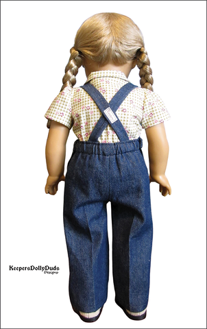 Keepers Dolly Duds Designs 18 inch Historical Bibbed Playsuit 18" Doll Clothes Pattern larougetdelisle