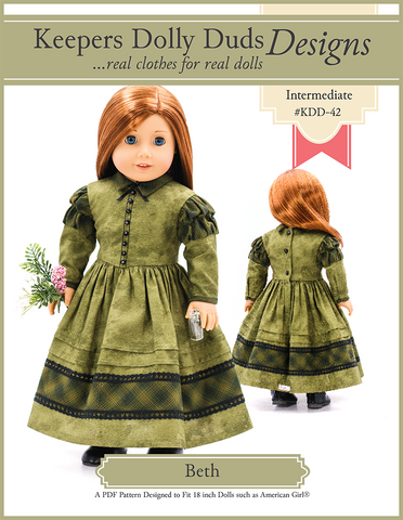 Keepers Dolly Duds Designs 18 Inch Historical Beth 18" Doll Clothes Pattern larougetdelisle